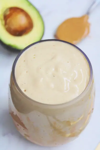 Smoothie for Breakfast with Peanut Butter and Avocado