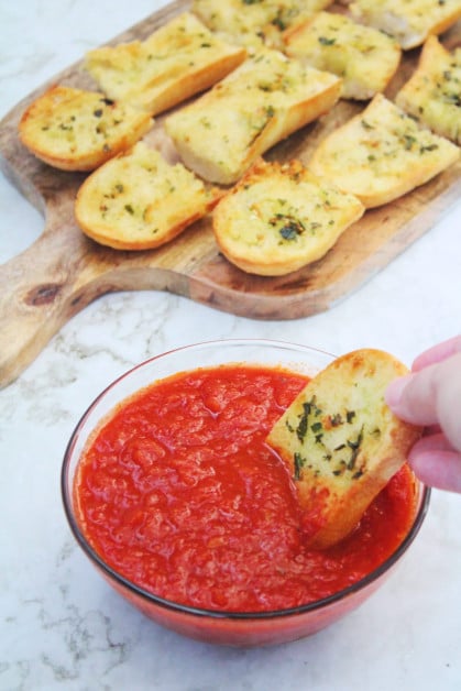 Air Fryer Garlic Bread made with French Baguettes