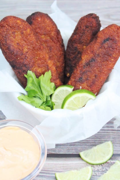 Puerto Rican Alcapurrias are made with green bananas and plantains. They're stuffed with Puerto Rican picadillo then deep fried.