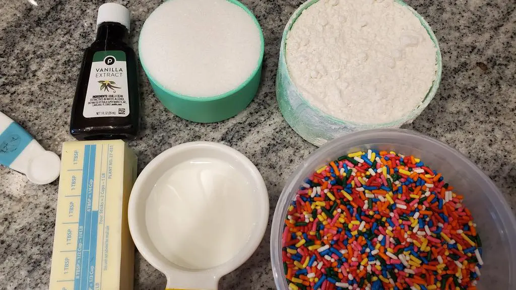 Ingredients for the raw cookie dough recipe