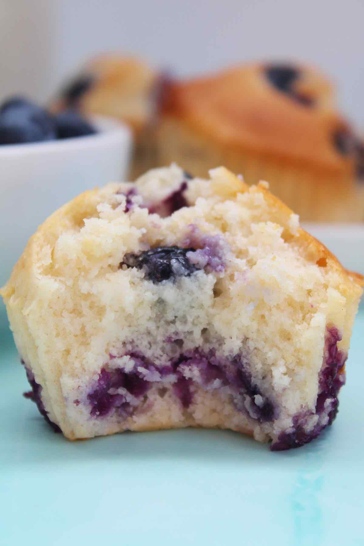 These air fried muffins with blueberries are soft and fluffy.