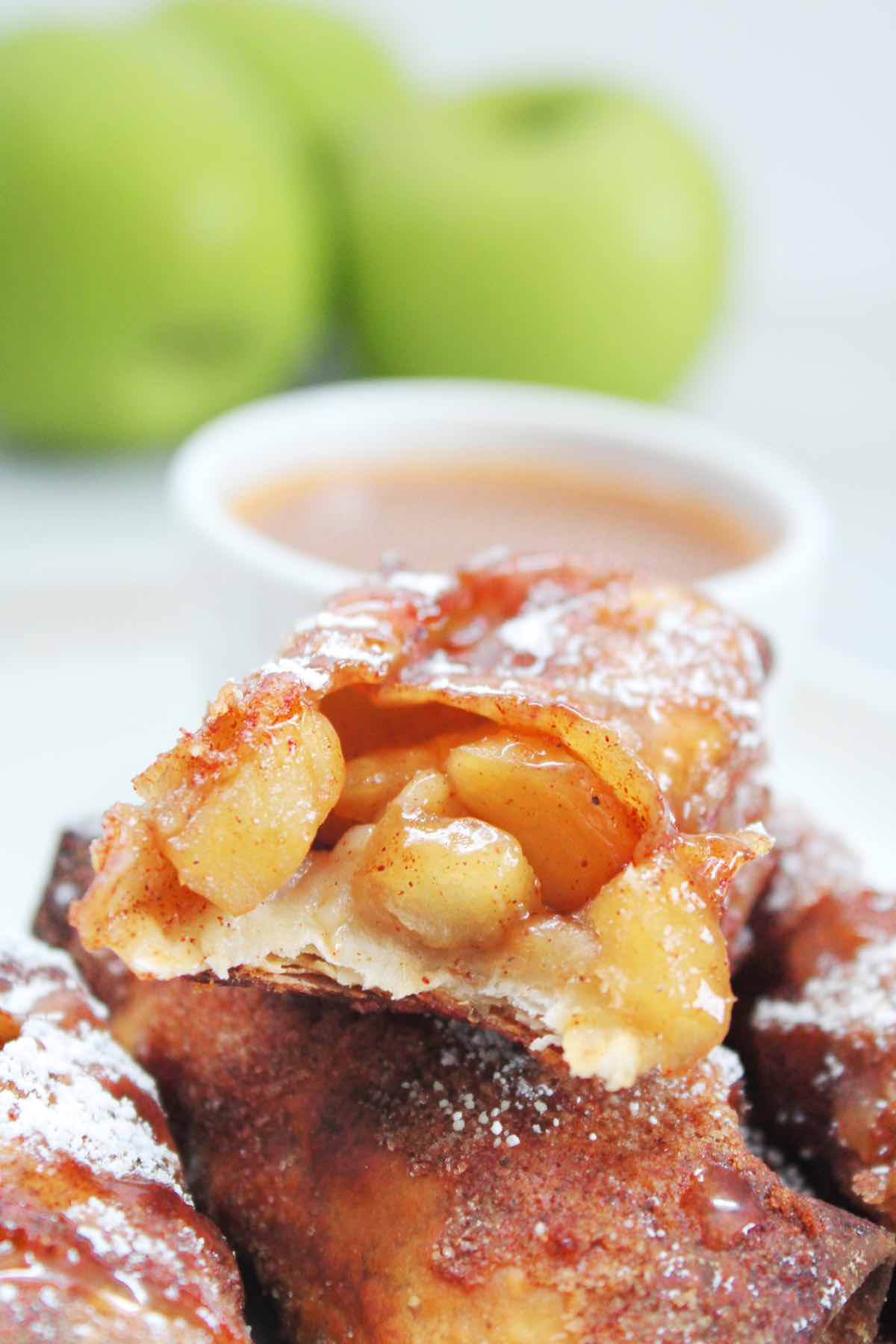 Air fryer apple pie egg rolls are easy to make and delicious.