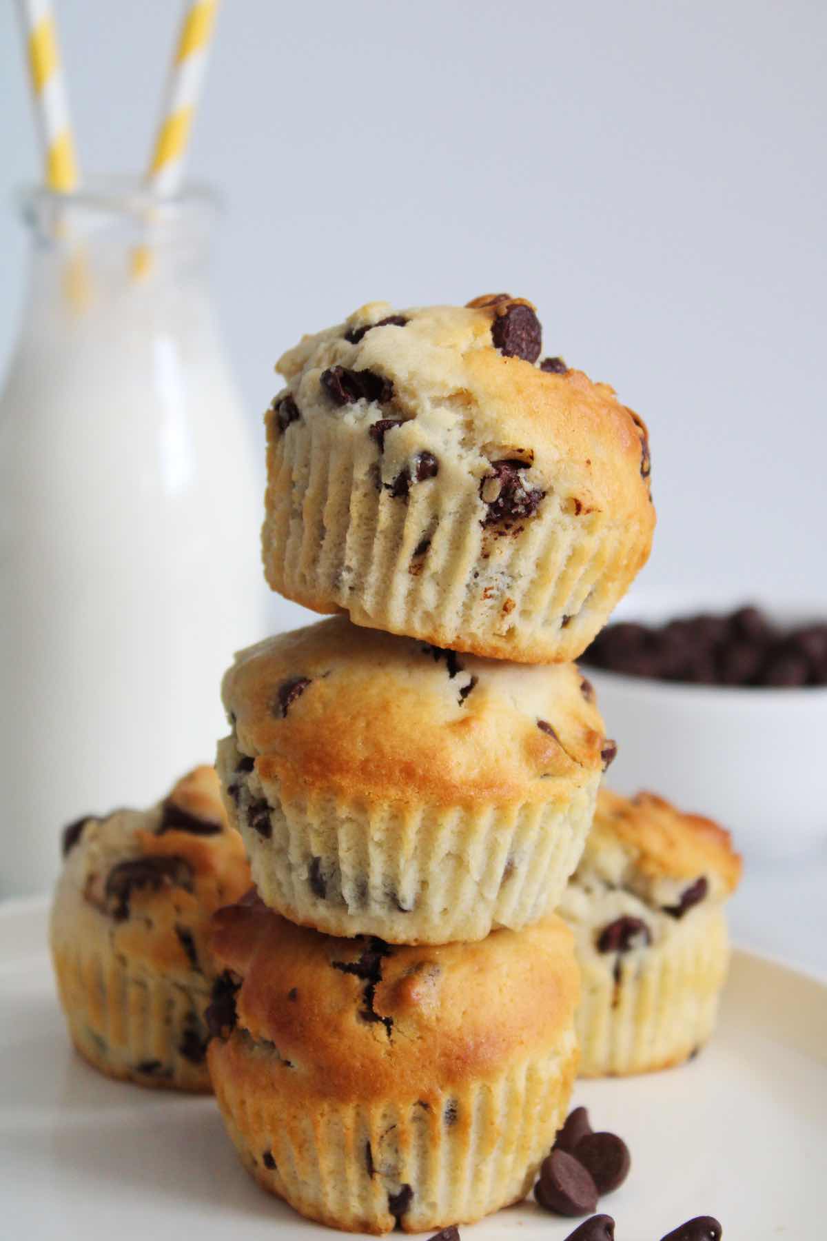 Simple and delicious buttermilk air fryer chocolate chip muffins.