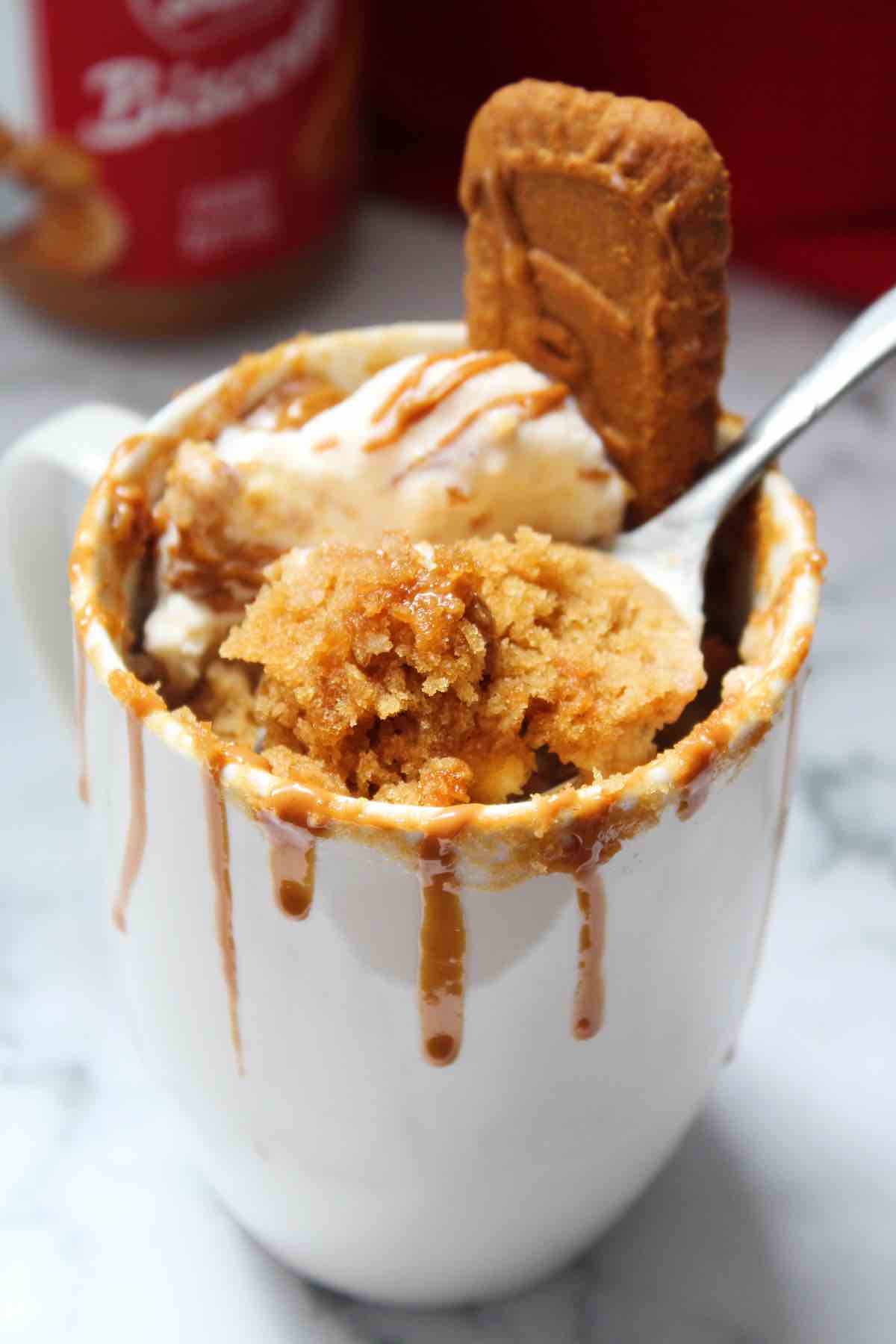 Cookie butter mug cake will satisfy any late night cravings.