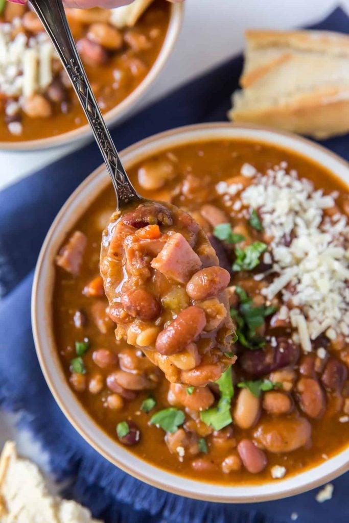 15 bean soup with leftover holiday ham.