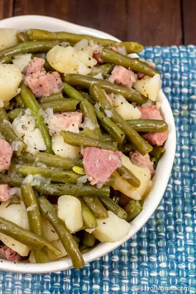 Instant pot ham, green beans and potatoes make an excellent side dish.