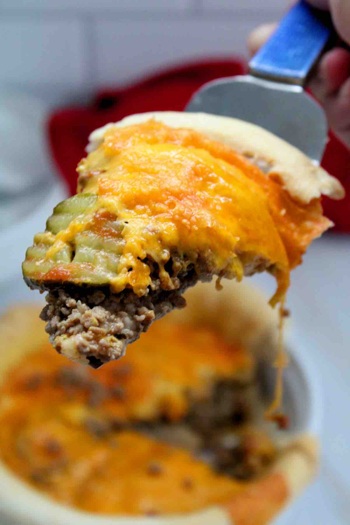 This air fryer cheeseburger pie is ready in less than 30 minutes.