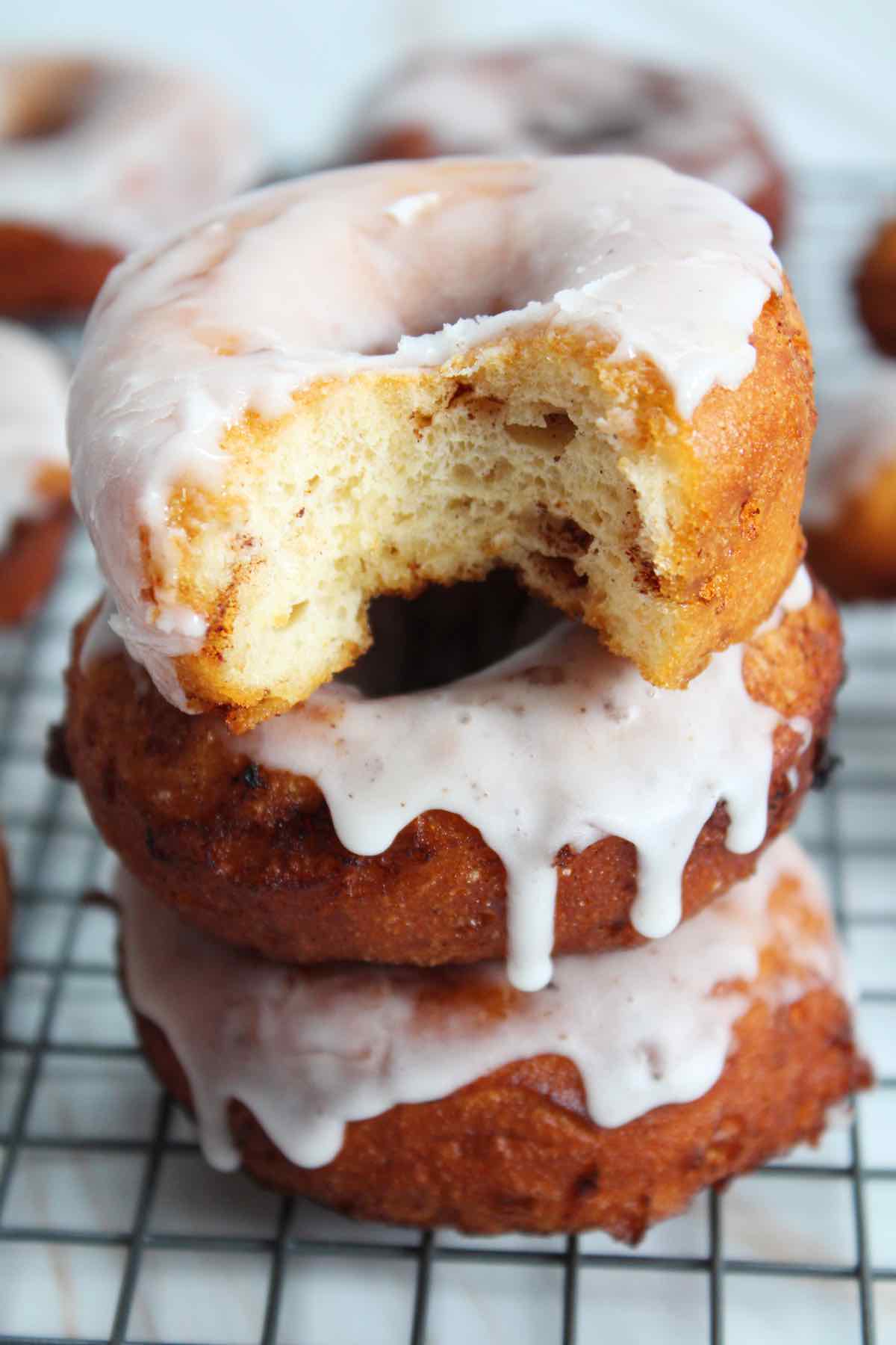 All you need are 2 ingredients to make this easy cinnamon roll donut recipe.