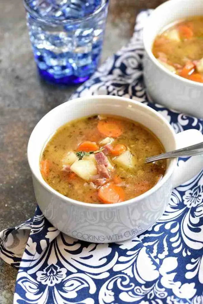 Ham bone and potato soup made in the instant pot.