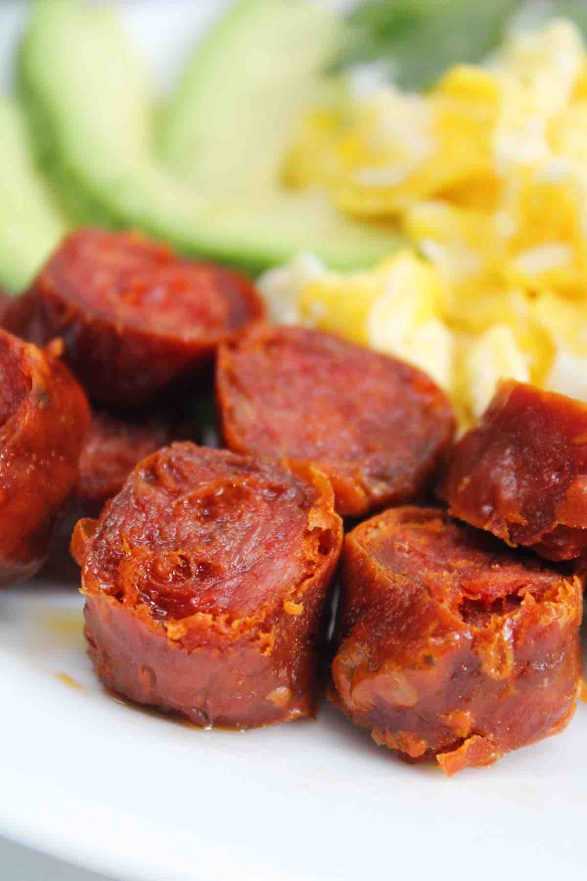 Make sure to buy Mexican or Spanish chorizo in the casing as the primary ingredient shown in the picture.