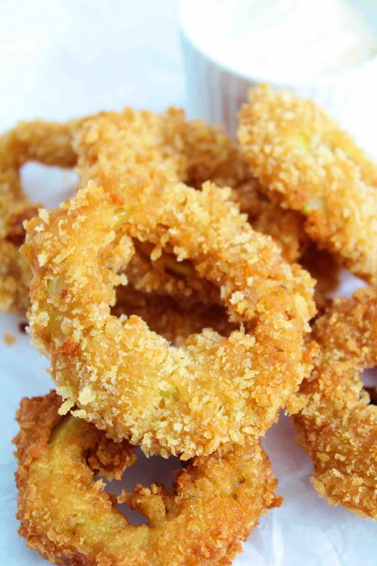 Deep fried KFC onion rings are crispy and easy to make.