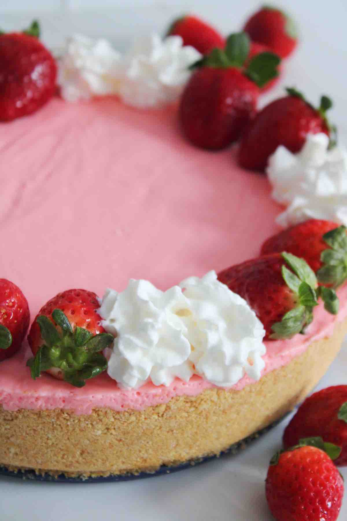 This easy recipe for a no bake strawberry milkshake pie is perfect for the summer.