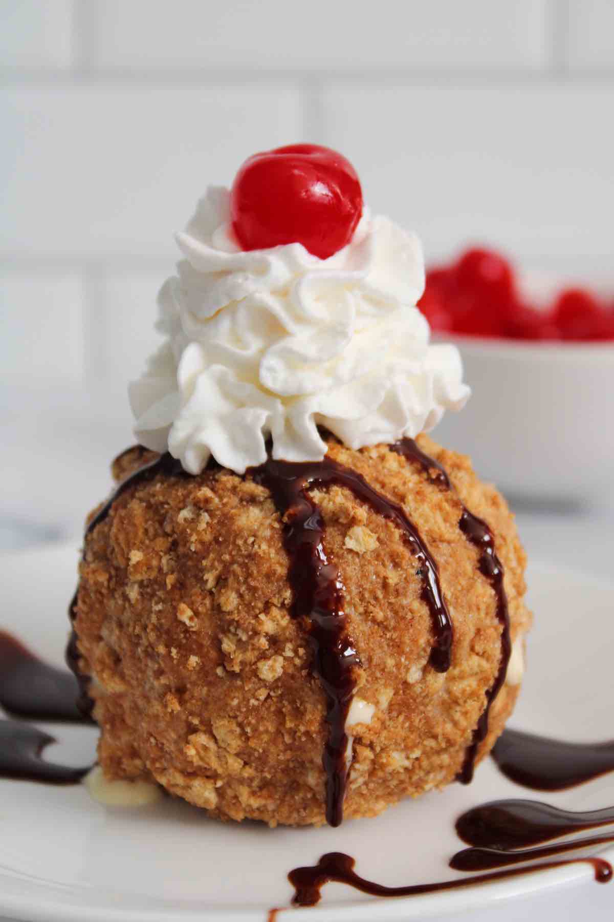 Make this easy recipe for air fryer fried ice cream with just 2 ingredients.