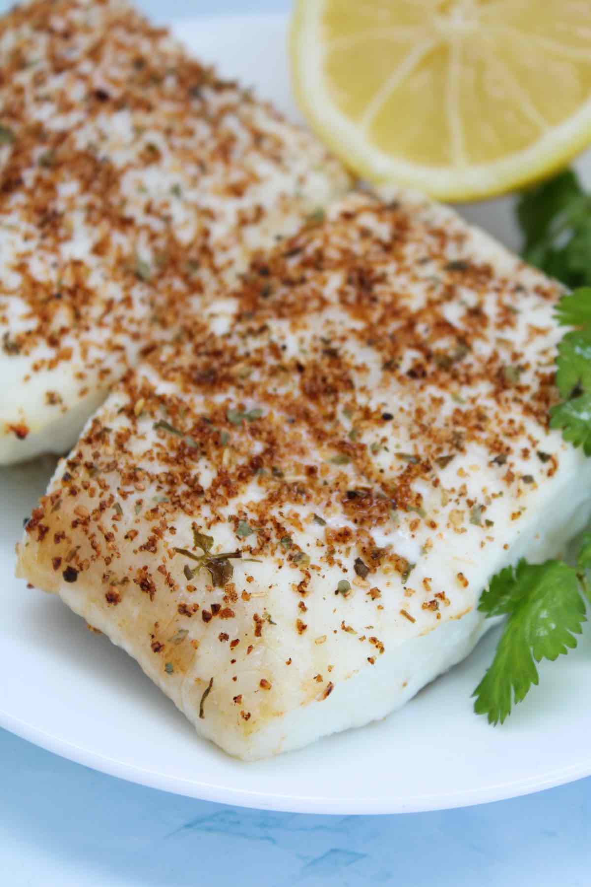 An easy air fryer halibut recipe made with just 4 ingredients in under 10 minutes.