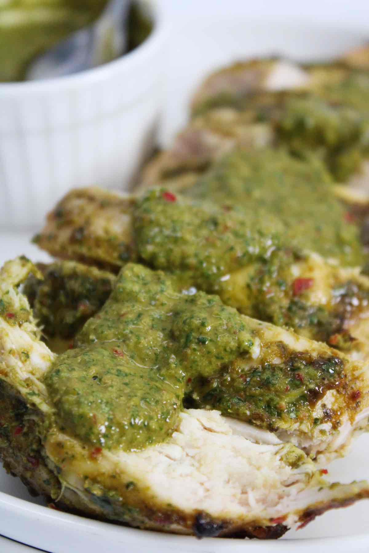 This grilled chimichurri chicken breast recipe is the perfect summer meal to make on the bbq grill.