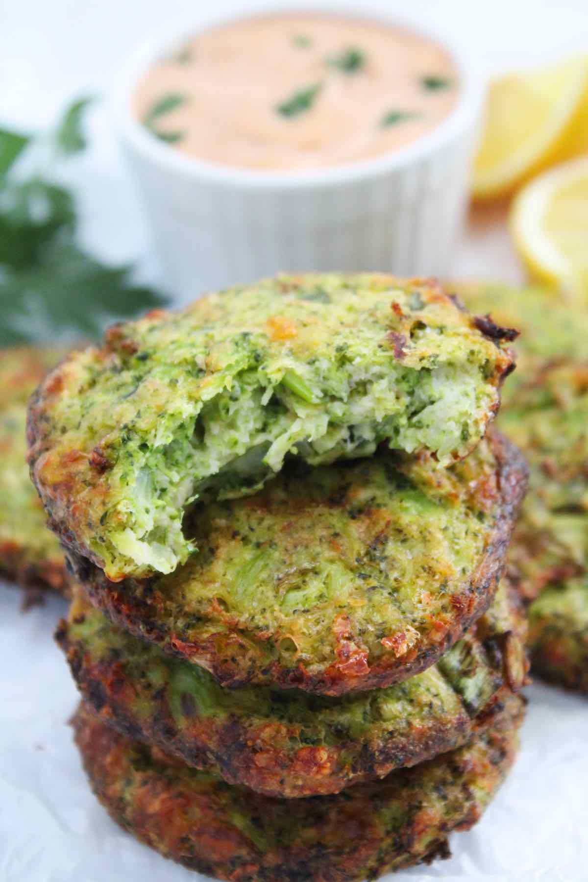 These air fryer broccoli fritters are made with simple everyday ingredients.