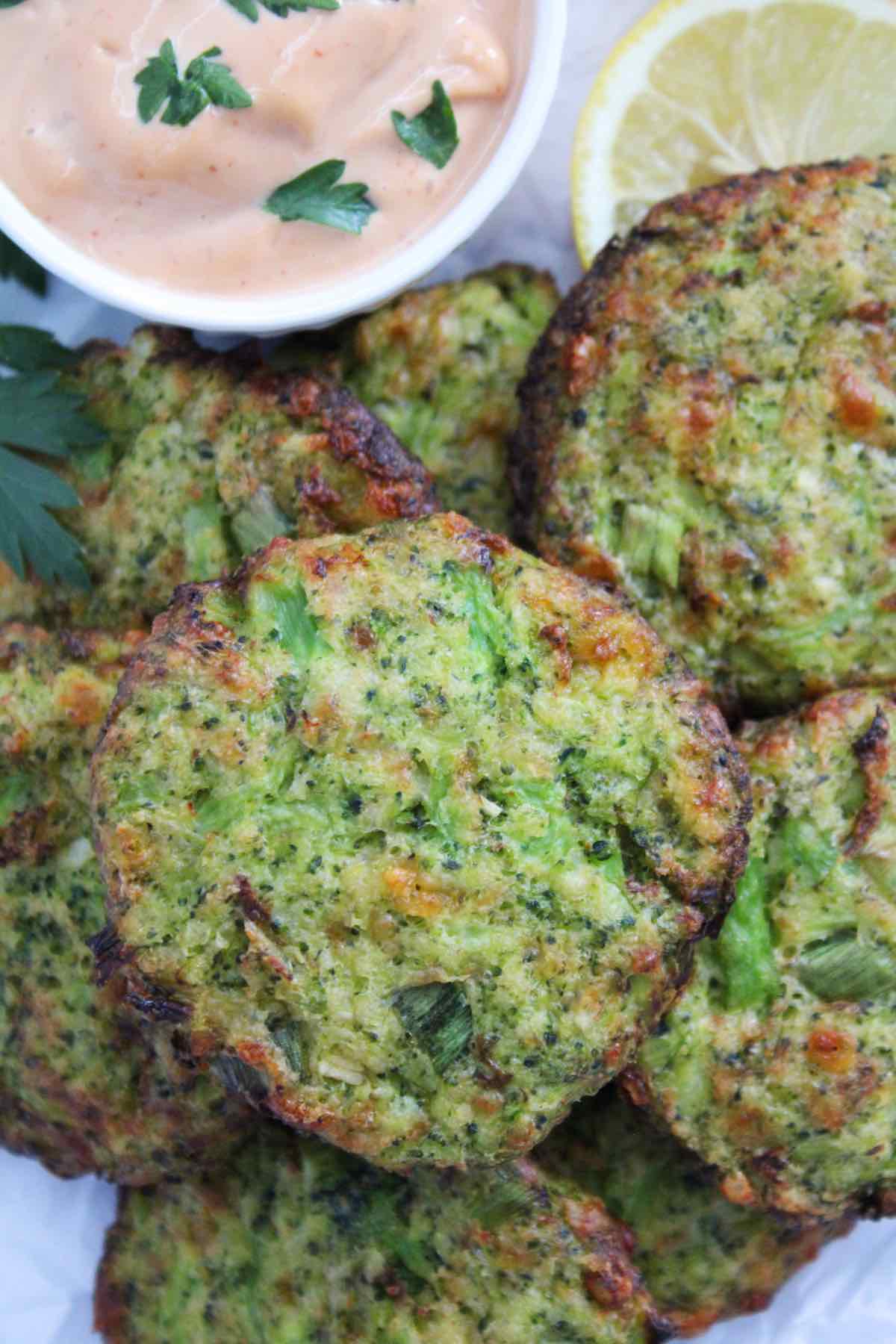 An easy recipe for air fryer broccoli and cheese fritters.