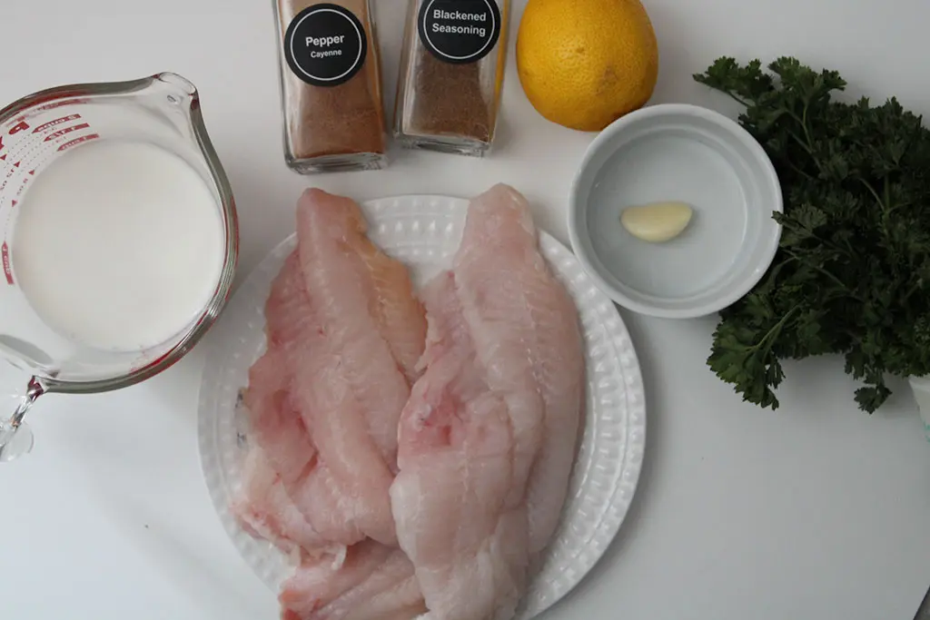 The ingredients you'll need to make air fried blackened catfish are as seen in this photo