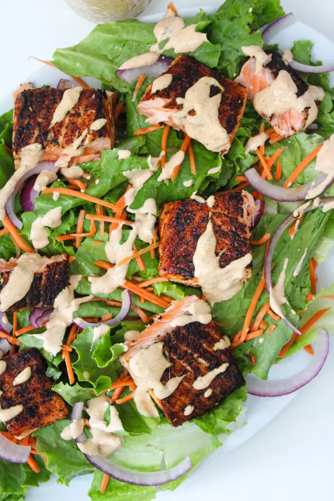 This homemade spicy cajun salmon salad is the perfect low carb and keto friendly recipe