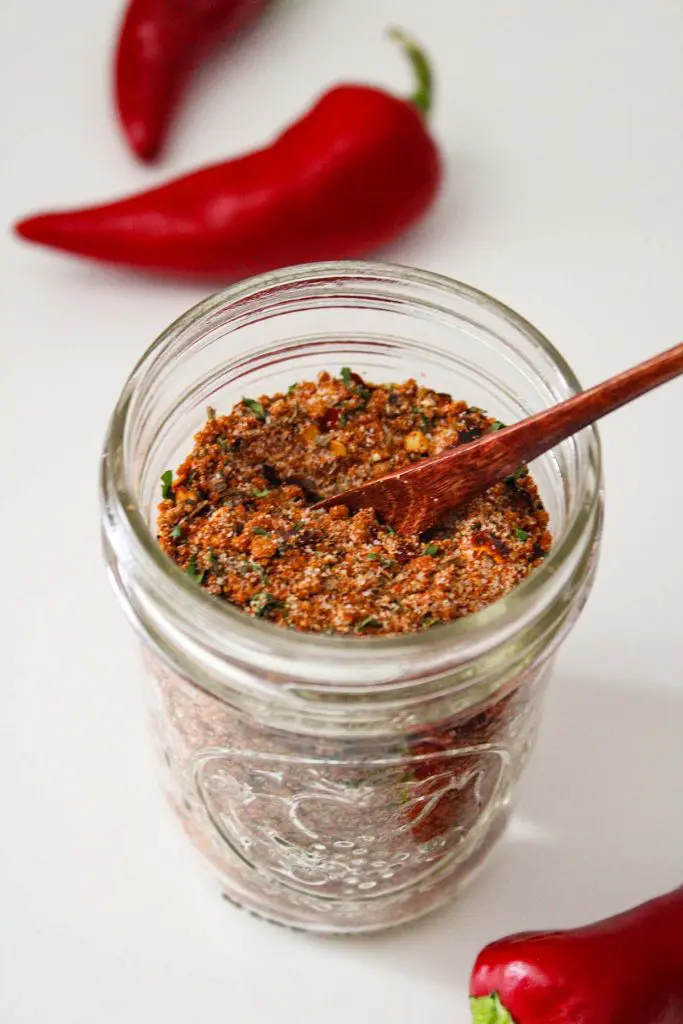 Voodoo seasoning can be stored in an air tight mason jar for up to 6 months