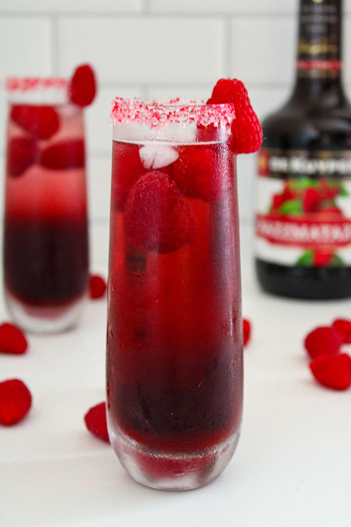 homemade raspberry mimosa recipe for Valentine's day