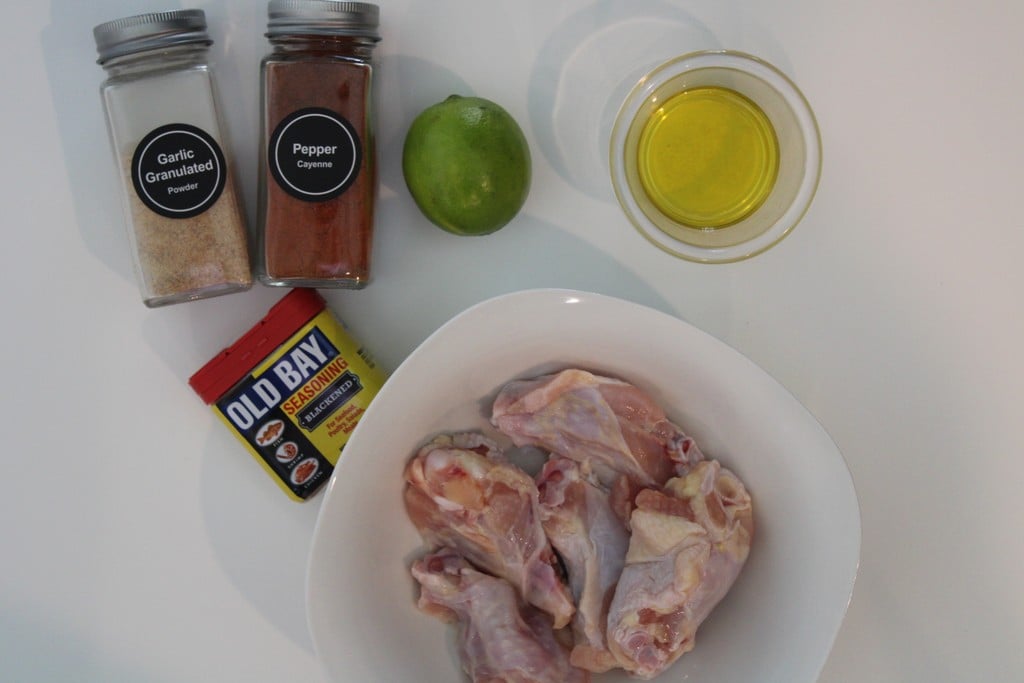 ingredients to make baked old bay blackened chicken wings